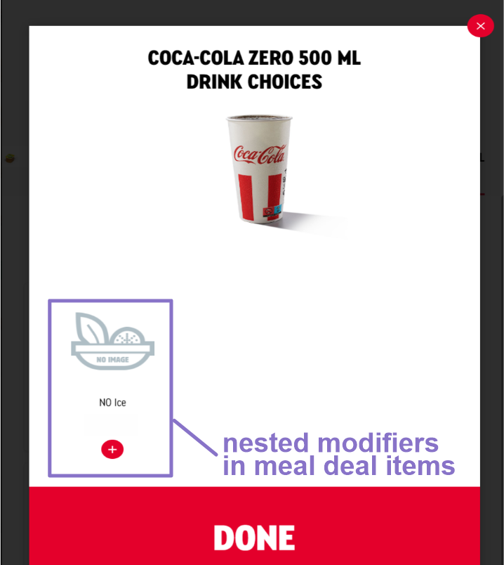 Nested modifiers in meal deal items — r_keeper kiosk