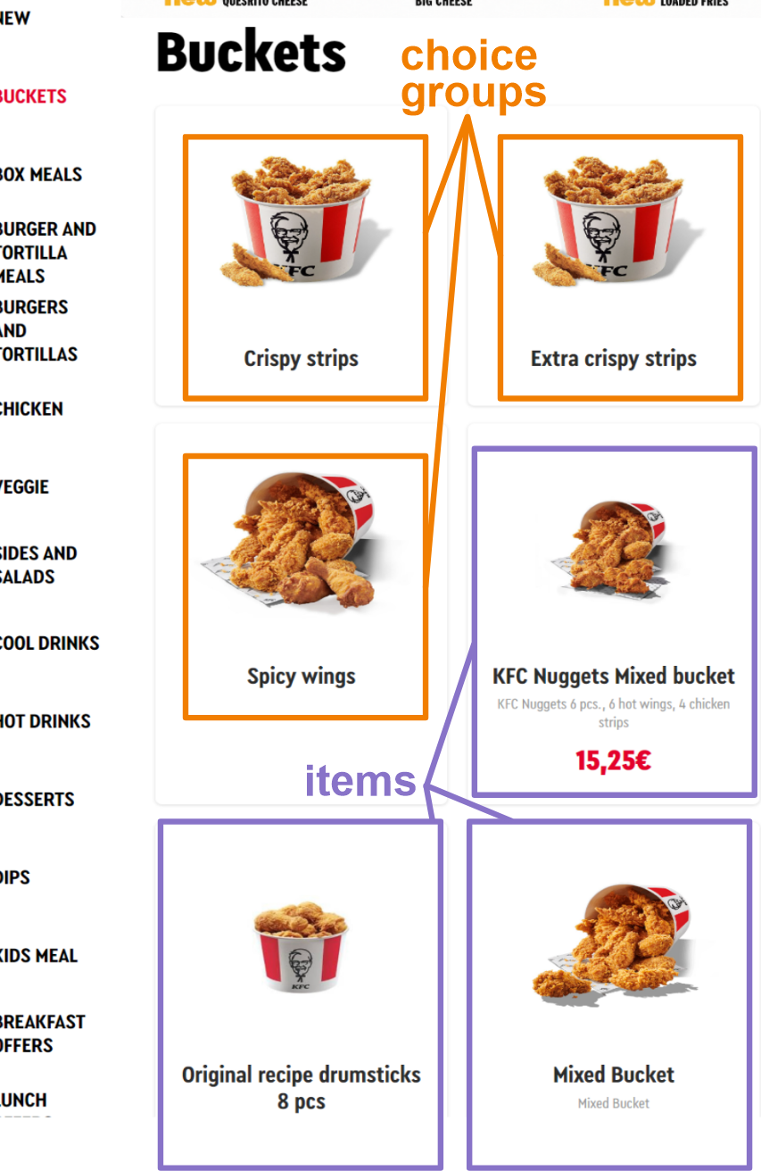 Menu items — r_keeper kiosk