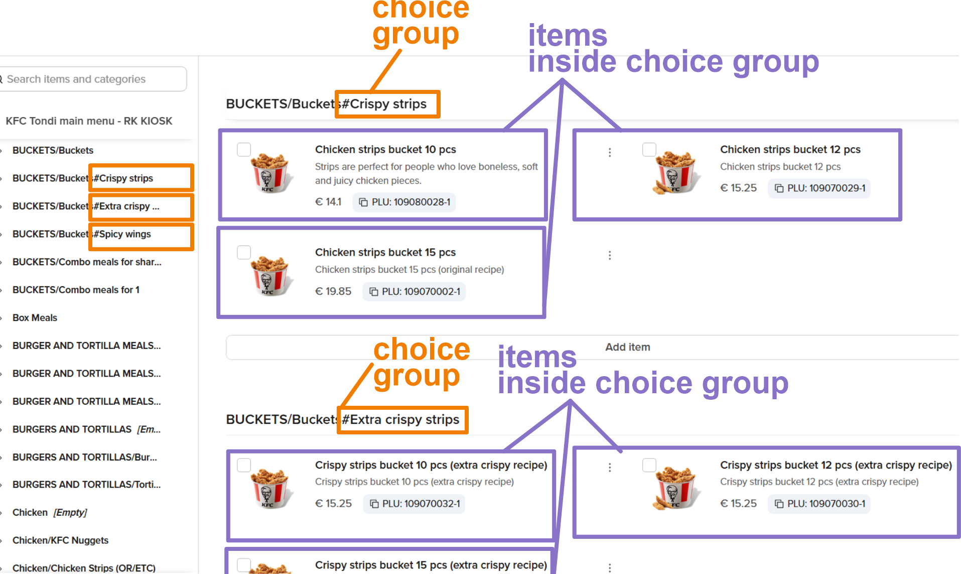 Choice groups — Deliverect