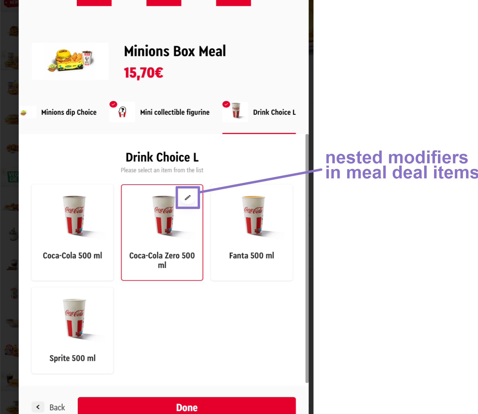 Nested modifiers in meal deal items — r_keeper kiosk